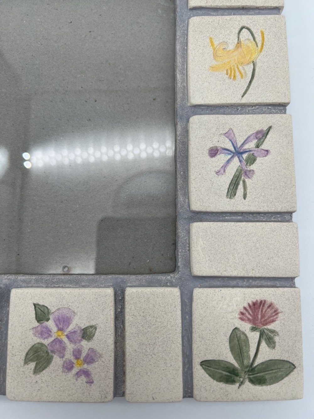 Vintage Malden Hand-Painted Floral Garden Tile 4x6 Photo Frame 1996 - Picture 5 of 11